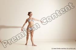 Swimsuit Gymnastic poses Woman White Moving poses Slim long brown Dynamic poses Academic